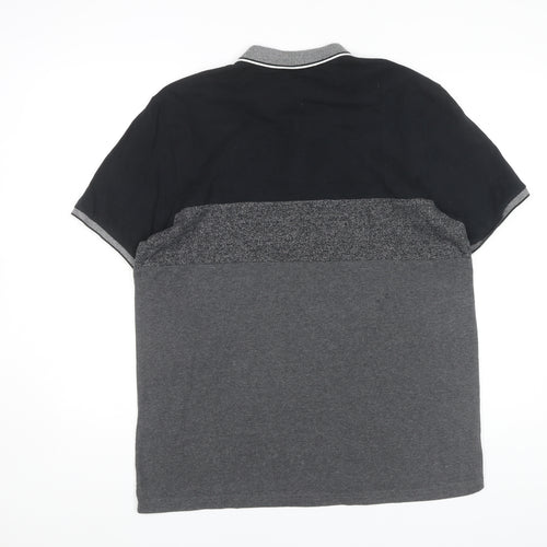 Next Men's L Black Colourblock Polo
