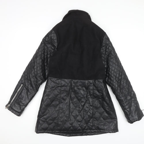 New Look Women's Black Quilted Biker Jacket Size 10