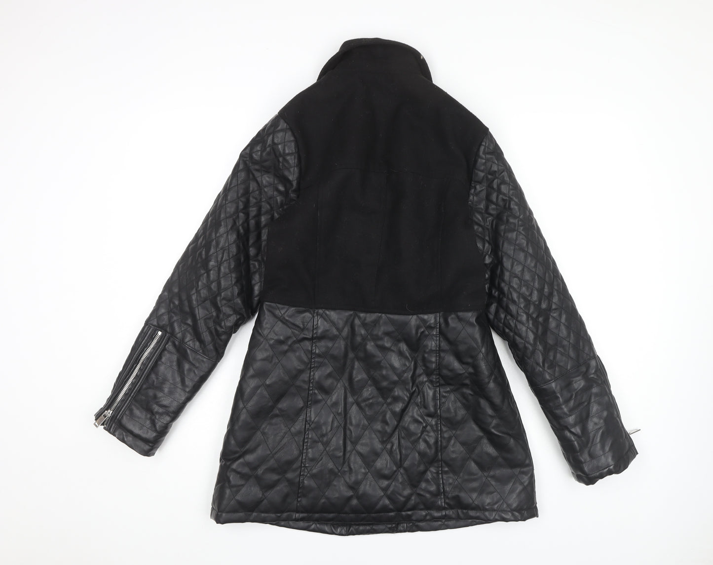 New Look Women's Black Quilted Biker Jacket Size 10
