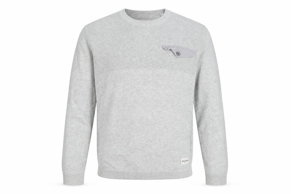 Front view of Jack & Jones Men's Grey Cotton jumper M