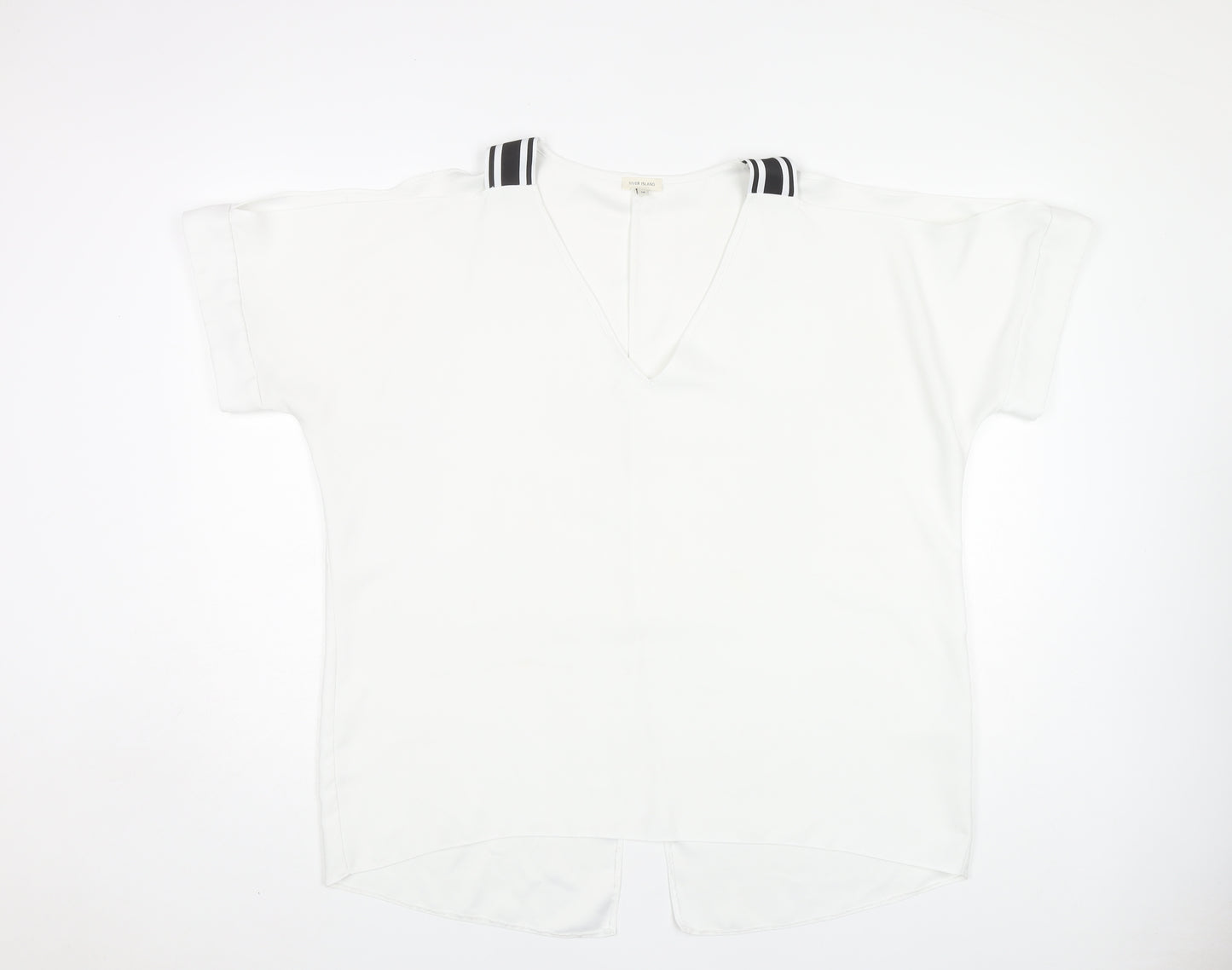 River Island Women's White V-Neck Blouse Size 18