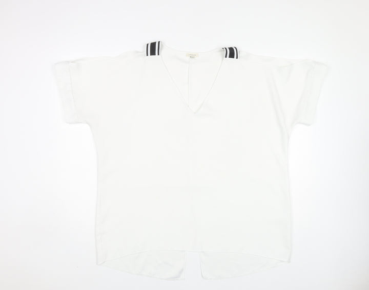 River Island Women's White V-Neck Blouse Size 18