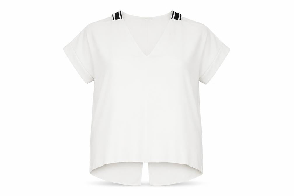 Front view of River Island Women's White V-Neck Blouse, size 18