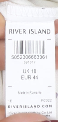 River Island Women's White V-Neck Tank Top Size 18