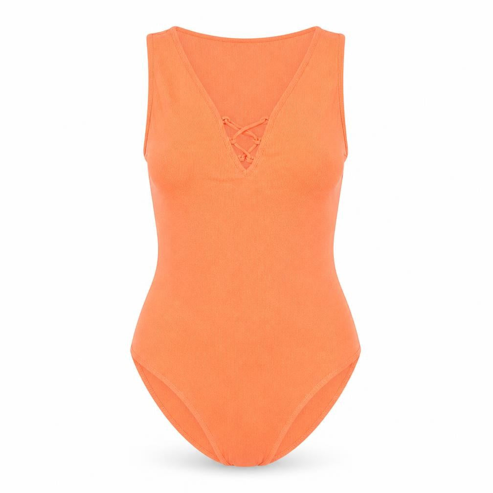 Front view of River Island Women's Orange Bodysuit, size 18
