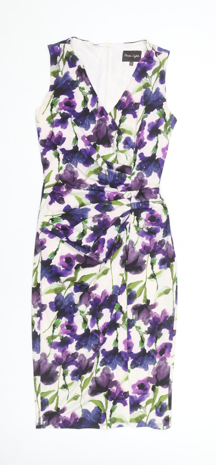 Phase Eight Women's Multicoloured Floral Sheath Dress Size 8