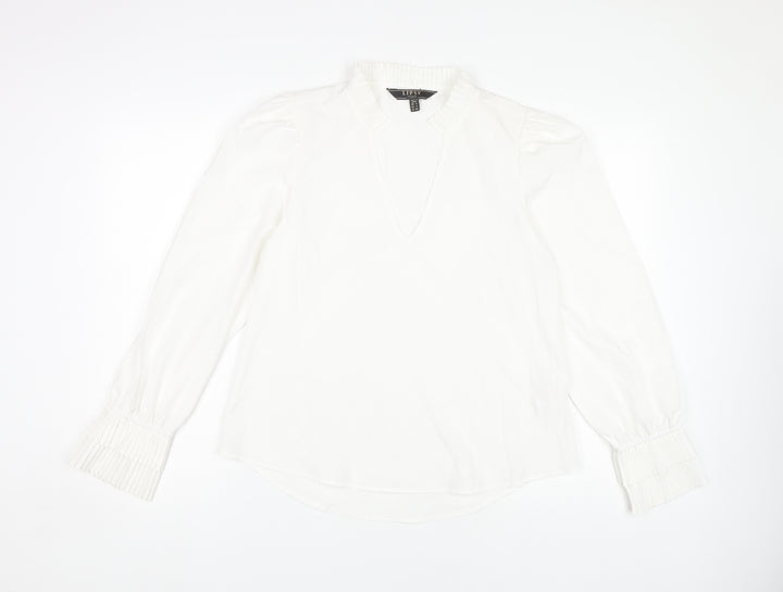 Lipsy Women's White Blouse Size 8 Long Sleeve