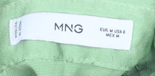 MNG Women's Green Button-Up Shirt, M, Collared, Long Sleeve