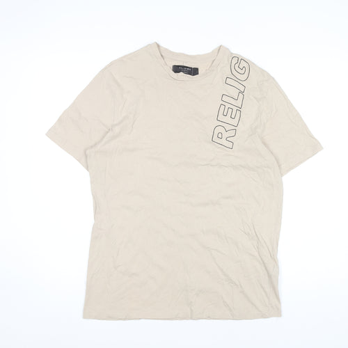 Religion Men’s Beige Crew Neck T-Shirt, Size L