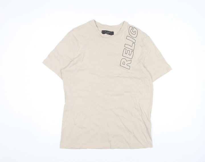 Religion Men’s Beige Crew Neck T-Shirt, Size L