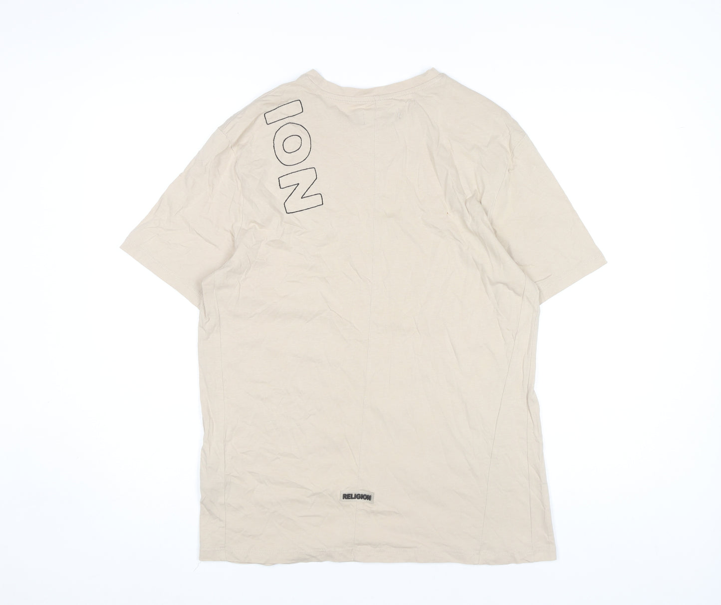 Religion Men’s Beige Crew Neck T-Shirt, Size L