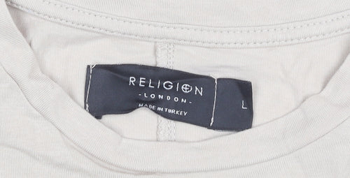 Religion Men’s Beige Crew Neck T-Shirt, Size L