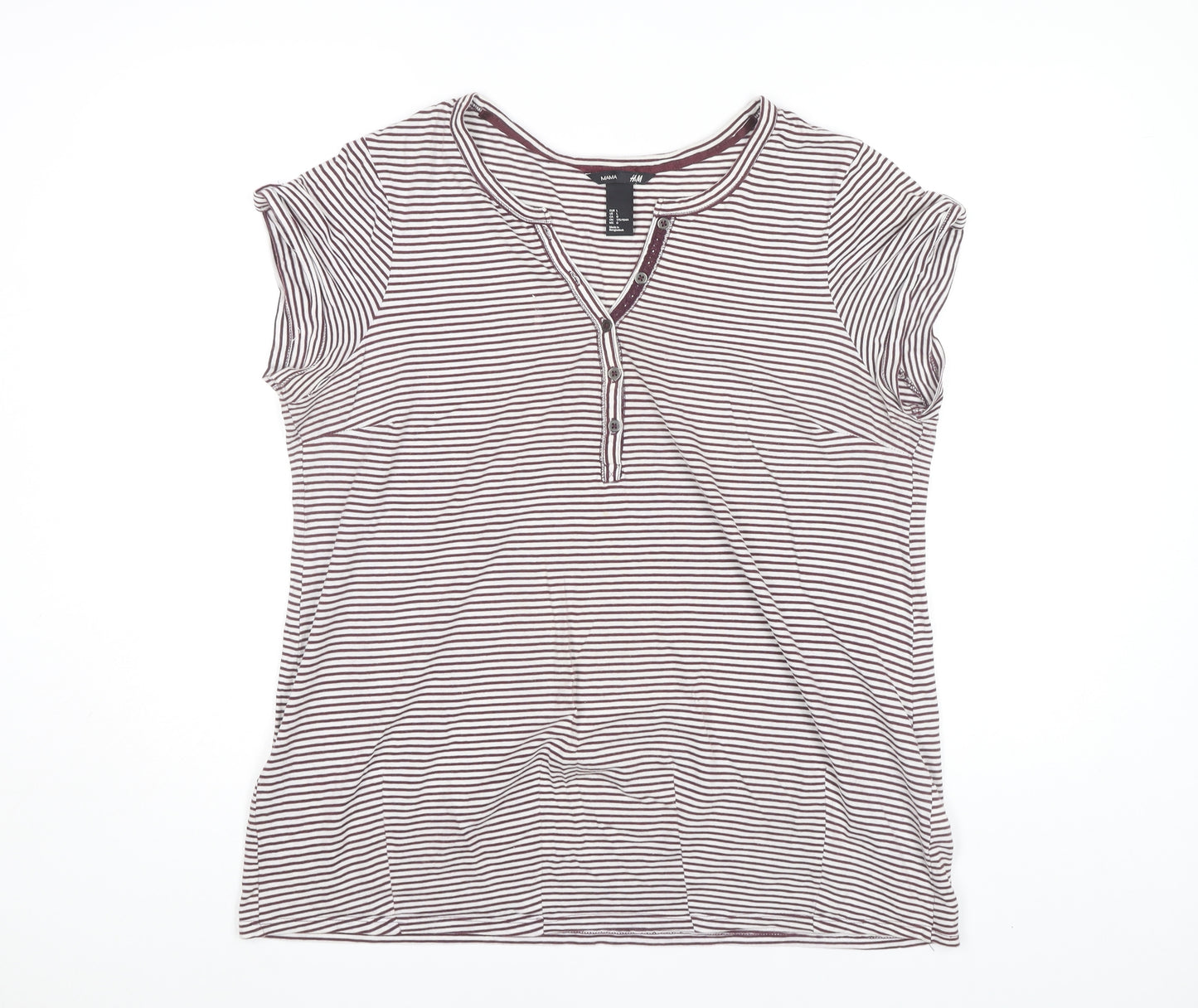 H&M Women's Striped Henley T-Shirt, Size 12, Maternity