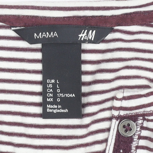 H&M Women's Striped Henley T-Shirt, Size 12, Maternity
