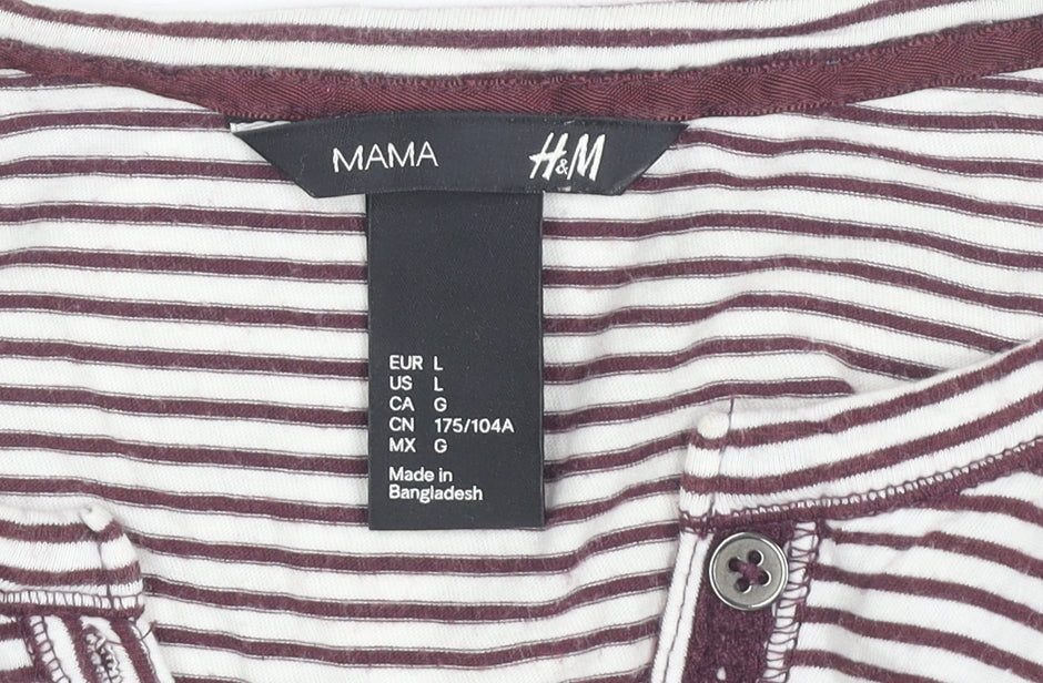 H&M Women's Striped Henley T-Shirt, Size 12, Maternity