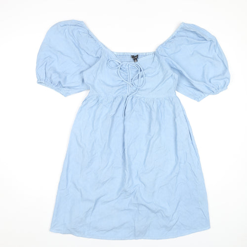 Sim & Sam Women's Blue A-Line Dress, Size S, Balloon Sleeve