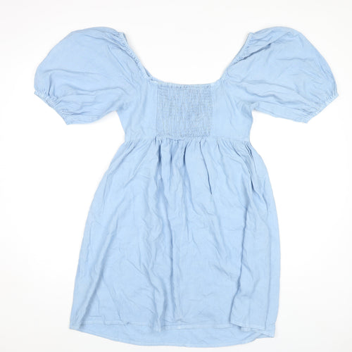 Sim & Sam Women's Blue A-Line Dress, Size S, Balloon Sleeve