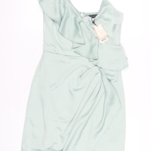 Lipsy London Women's Green Party Dress, Size 12, Ruffle Accents