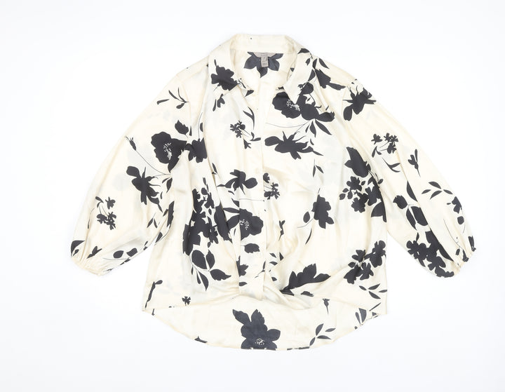 River Island Women Black Floral Blouse UK 10