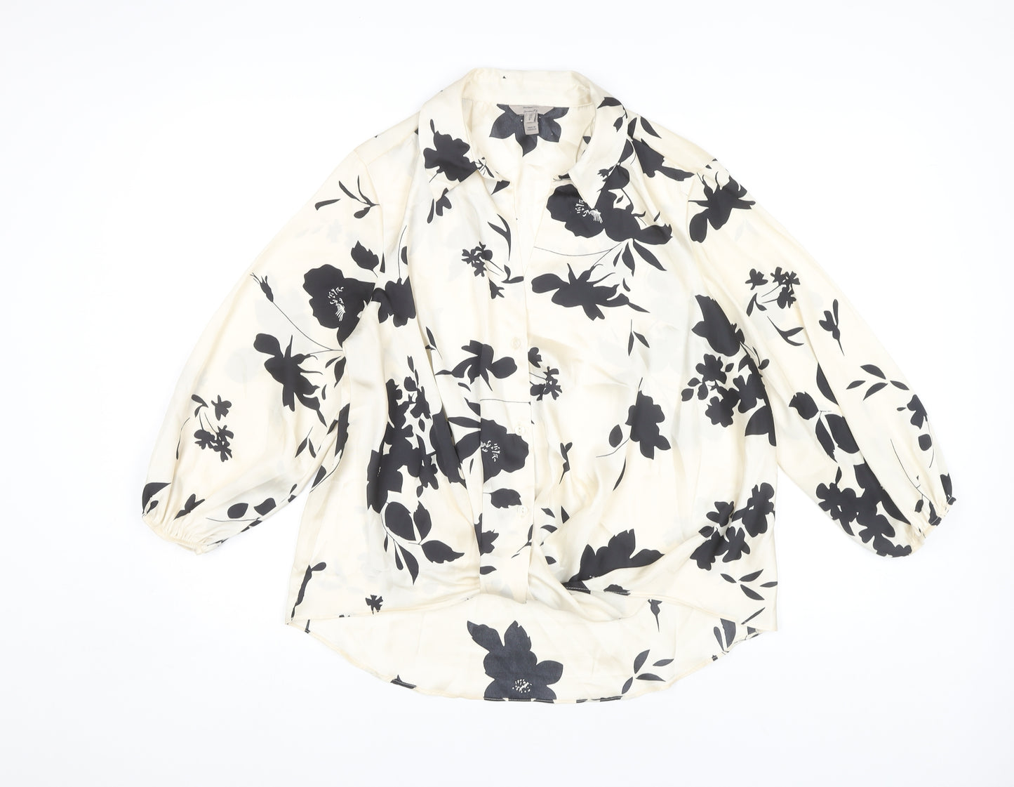 River Island Women Black Floral Blouse UK 10