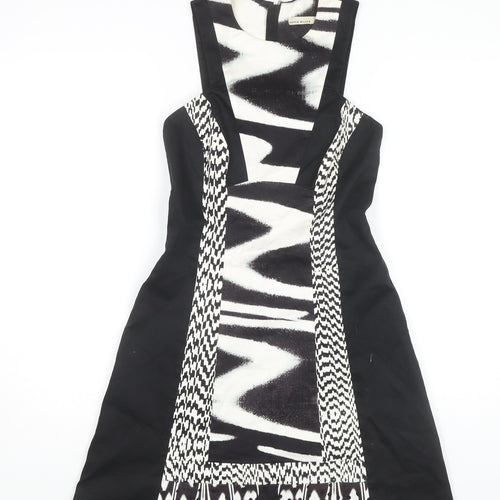Karen Millen Women's Black & White A-Line Dress - Size 10