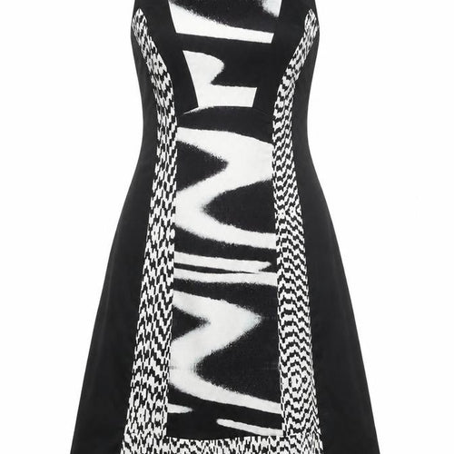 Karen Millen Women's Black & White A-Line Dress - Size 10