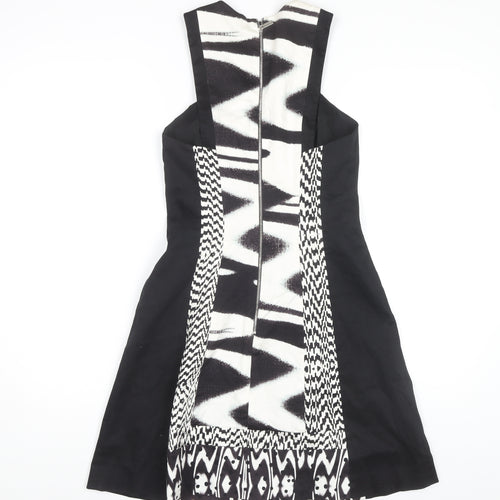 Karen Millen Women's Black & White A-Line Dress - Size 10
