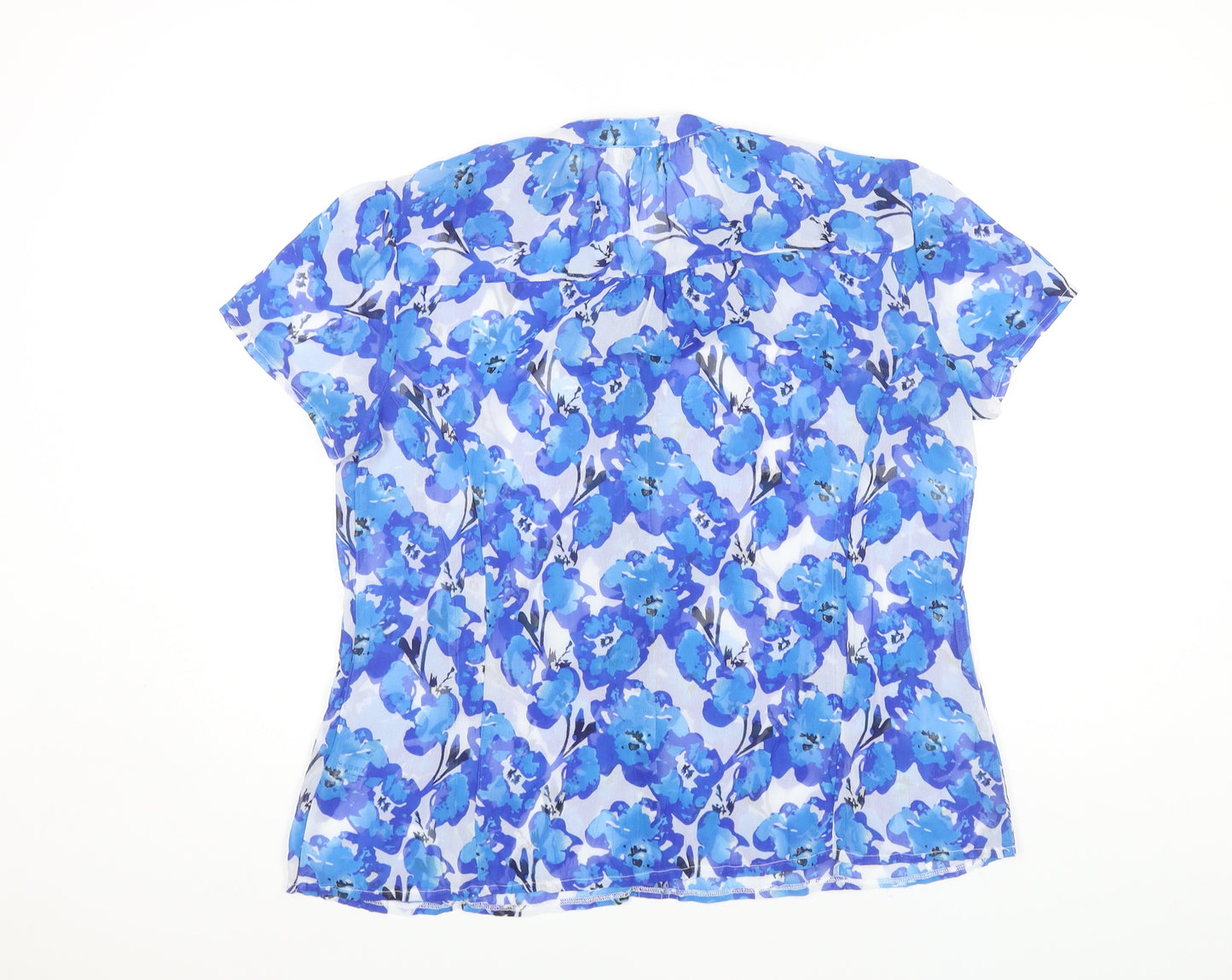 Kaliko Women's Blue Floral Short Sleeve Blouse Size 14