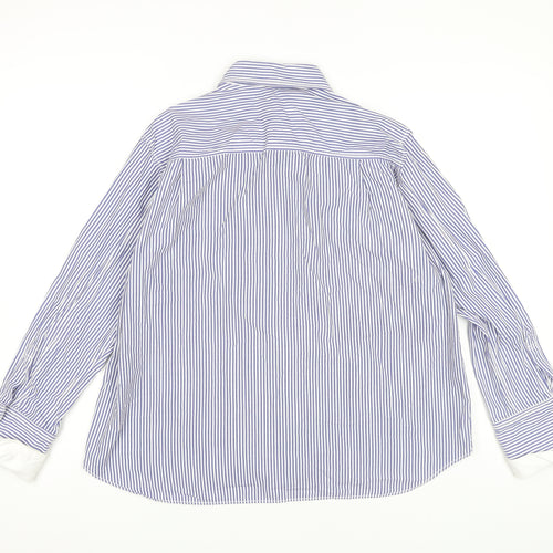 Zara Women's Blue Striped Button-Up Shirt XL