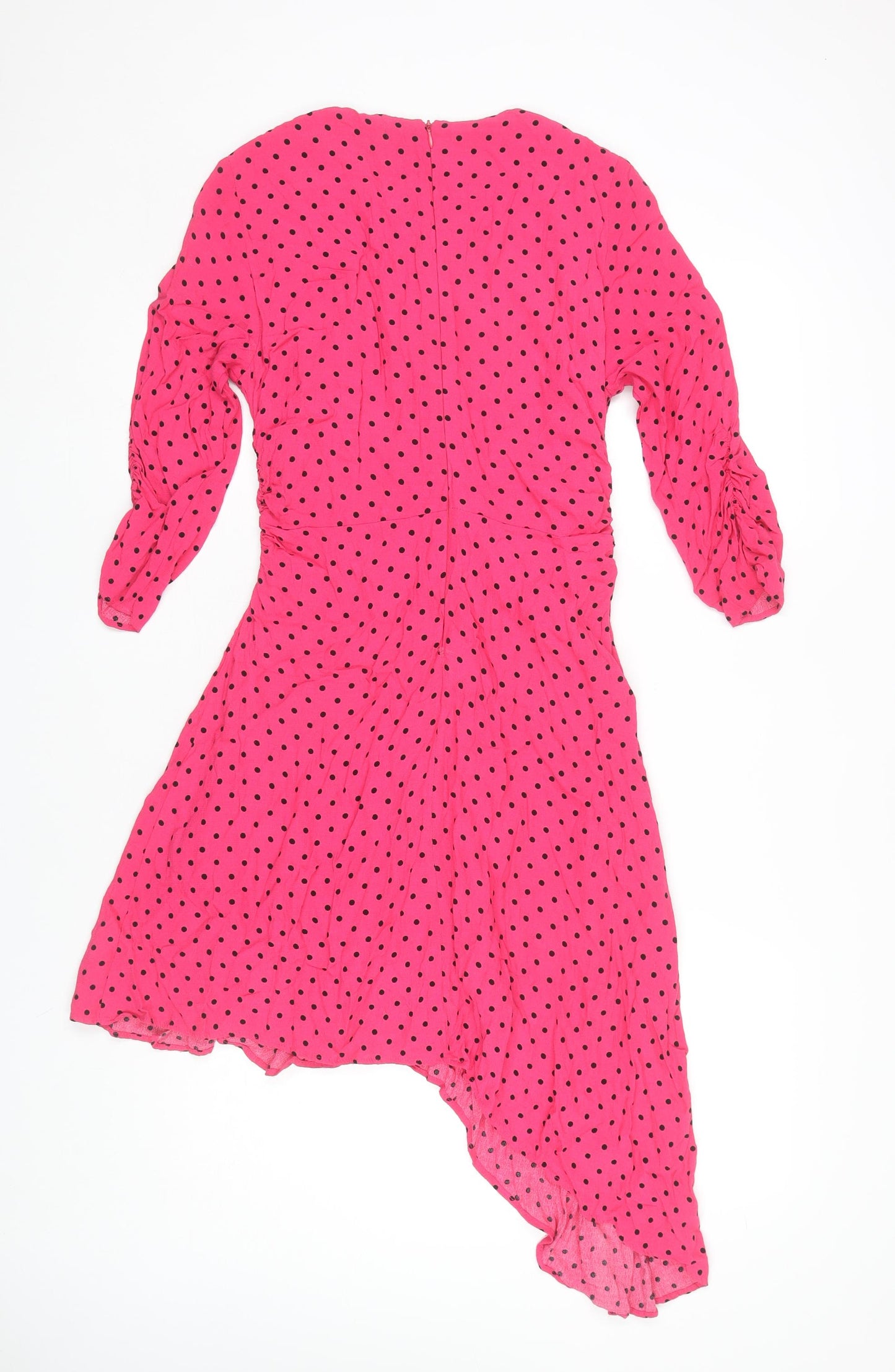 Zara Women's Pink Polka Dot Asymmetric Dress
