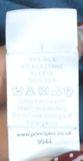 Principles Women’s Blue Silk Blouse, Size 12, Mock Neck