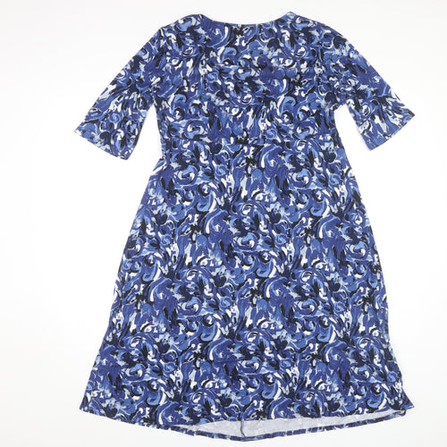 East Women's Blue A-Line Dress, M, Floral, Spring/Summer