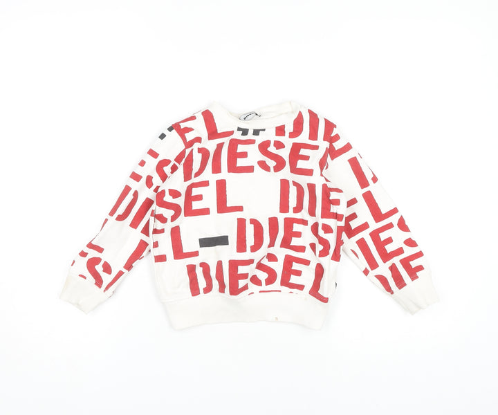 Diesel Boys White Graphic Print Sweatshirt Size 6