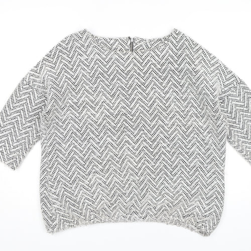 Next Women's Grey Geometric Chunky Knit Jumper Size 14