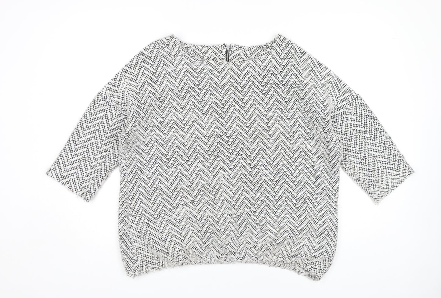 Next Women's Grey Geometric Chunky Knit Jumper Size 14