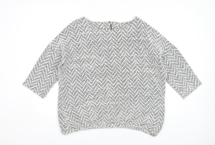 Next Women's Grey Geometric Chunky Knit Jumper Size 14
