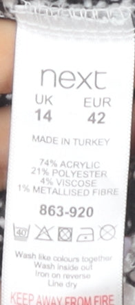 Next Women's Grey Geometric Chunky Knit Jumper Size 14