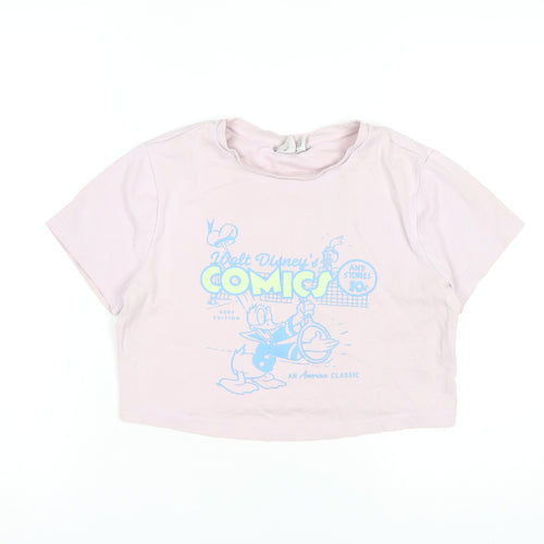 Disney Women's Pink Cropped Comic T-Shirt, Size L