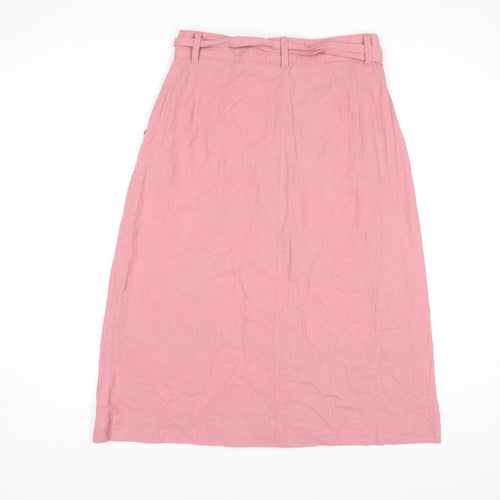 Marks & Spencer Women's Pink Midi Skirt, Size 12, Button-Accent