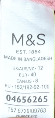 Marks & Spencer Women's Pink Midi Skirt, Size 12, Button-Accent