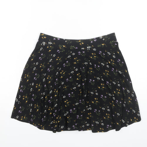 Oasis Women's Black Floral A-Line Skirt Size S