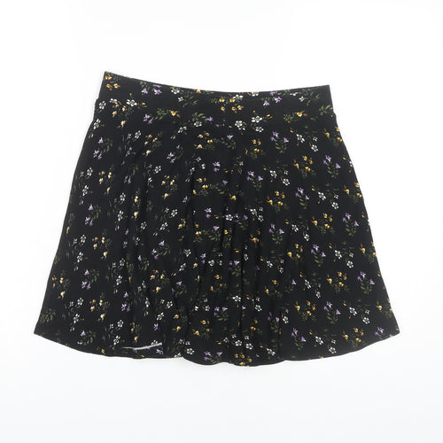 Oasis Women's Black Floral A-Line Skirt Size S