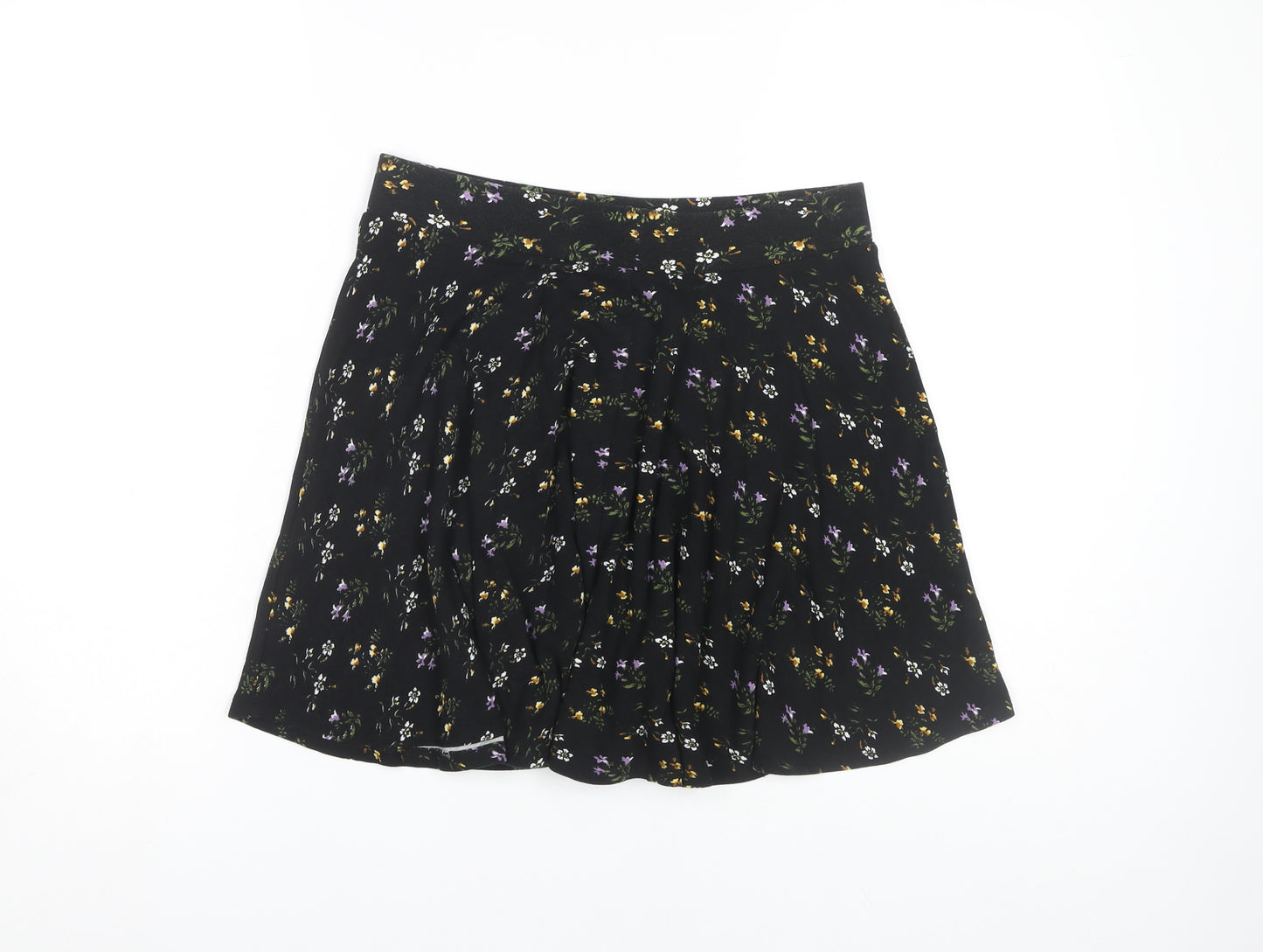 Oasis Women's Black Floral A-Line Skirt Size S