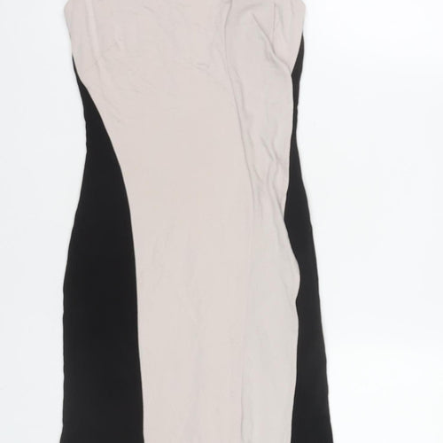 Karen Millen Women's Black Beige Bodycon Dress Size 10