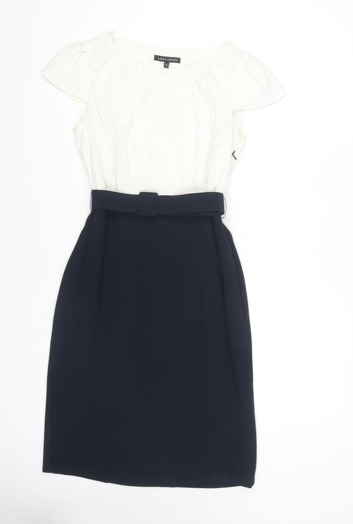 Laura Ashley Women's Black White Pencil Dress Size 8