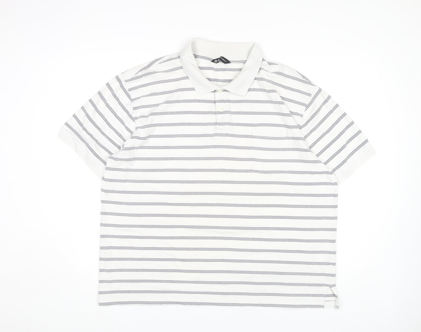Southbay Men's White Striped Polo Shirt XL