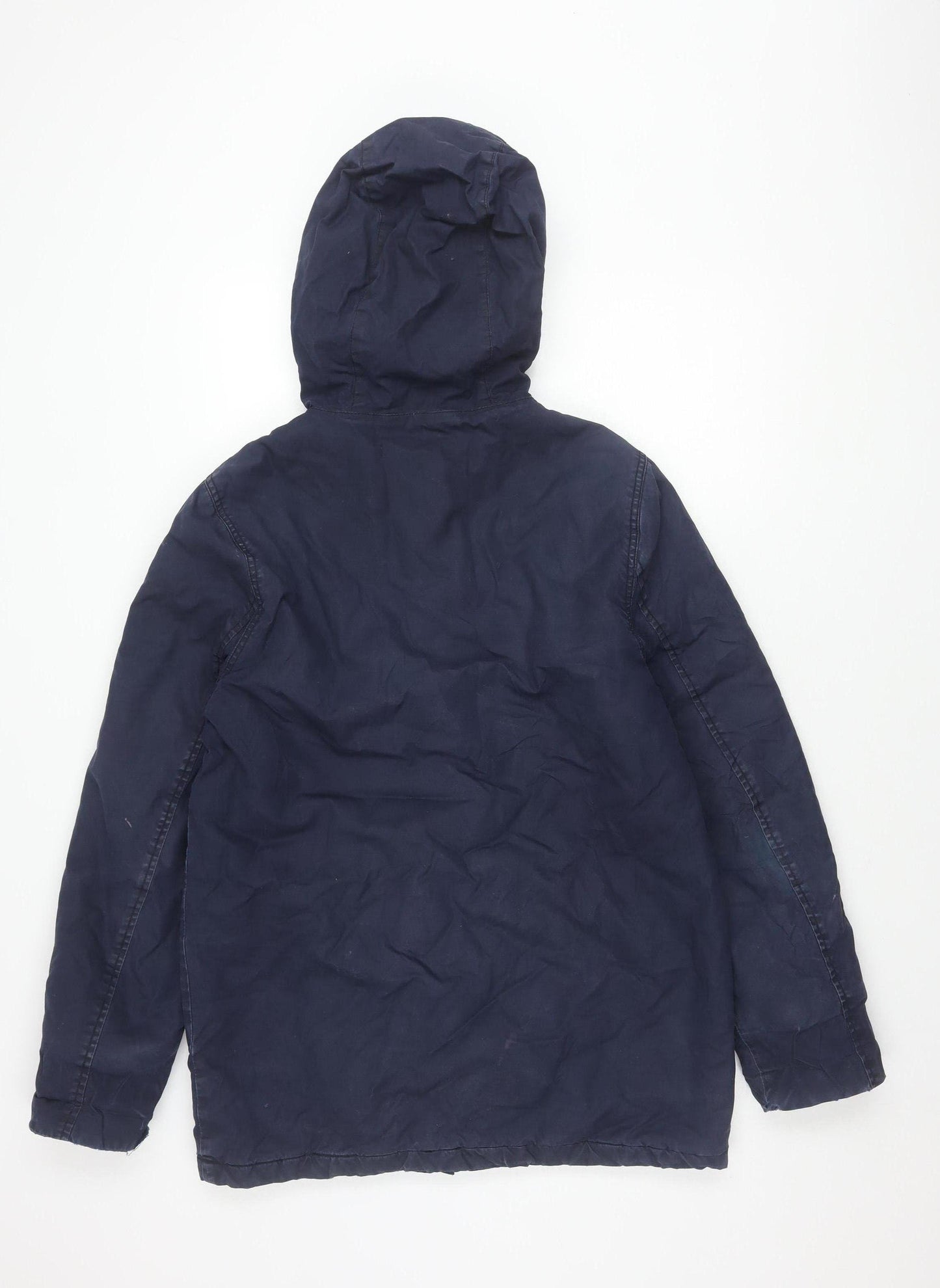 Men's Blue Parka Jacket with Hood, Size S