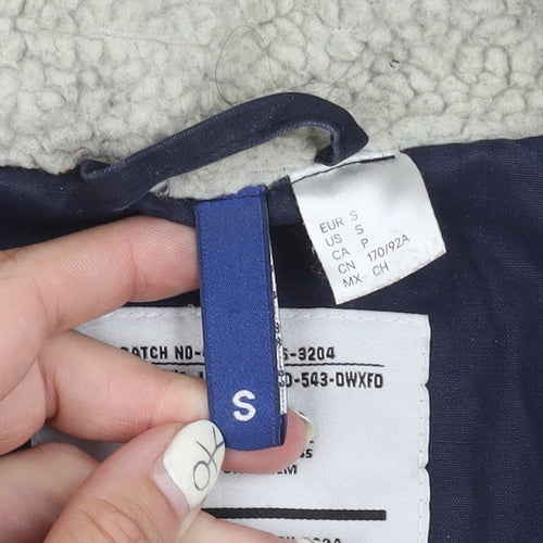 Men's Blue Parka Jacket with Hood, Size S