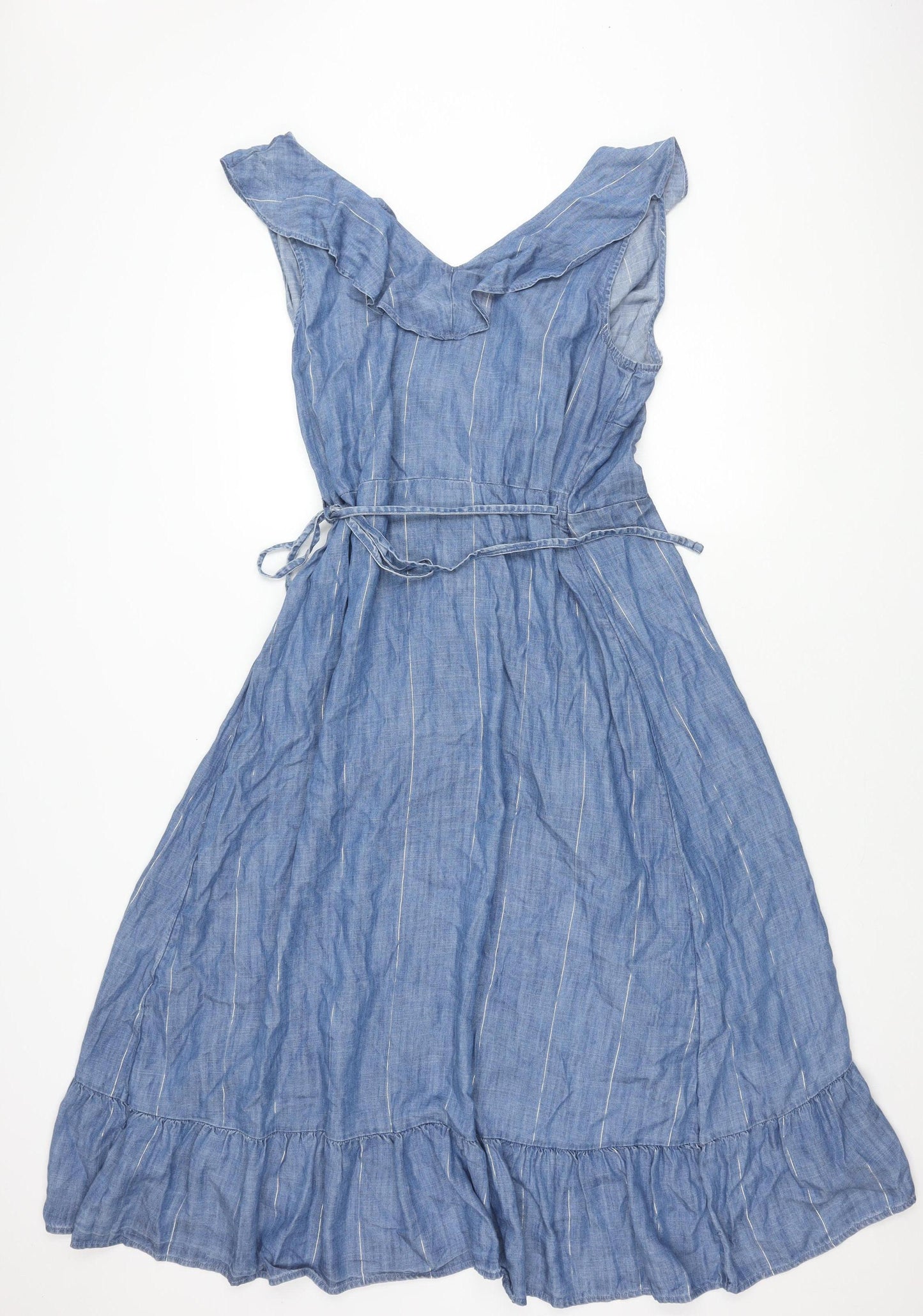Next Women's Blue Midi A-Line Dress, Size 16, Casual Chambray