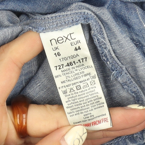 Next Women's Blue Midi A-Line Dress, Size 16, Casual Chambray